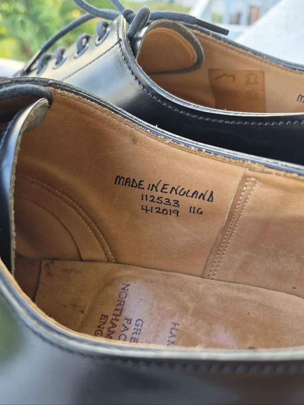 Grenson G:One Black Leather Derby Shoes Size 11G ( US 12 ).